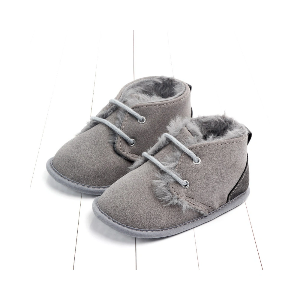 Baby Boys Girls Winter Warm Fur Lining Non-Slip Lace Up Prewalker Boots