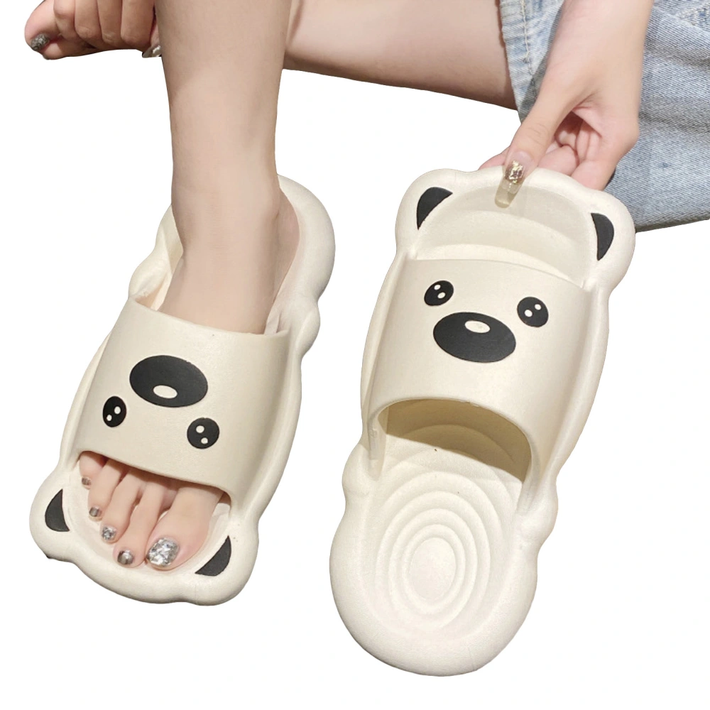 Women Non-slip Slippers, Cartoon Bear Shower Bathroom PVC Summer Shoes