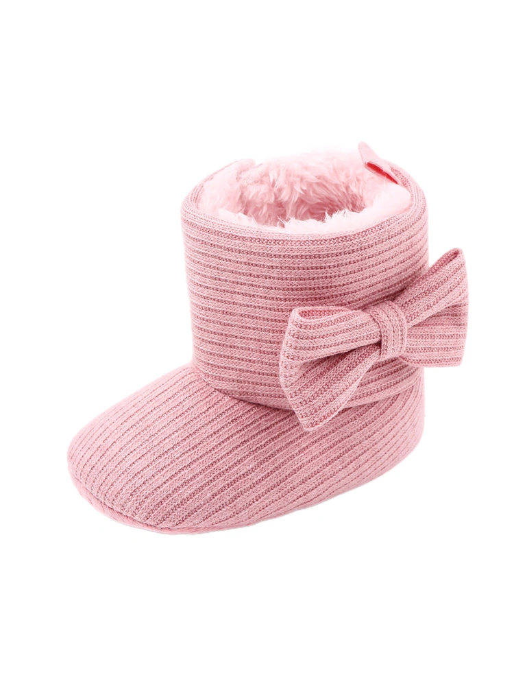 Baby Girls Snow Boots, Warm Soft Sole Anti-Slip Bowknot Crib Shoes