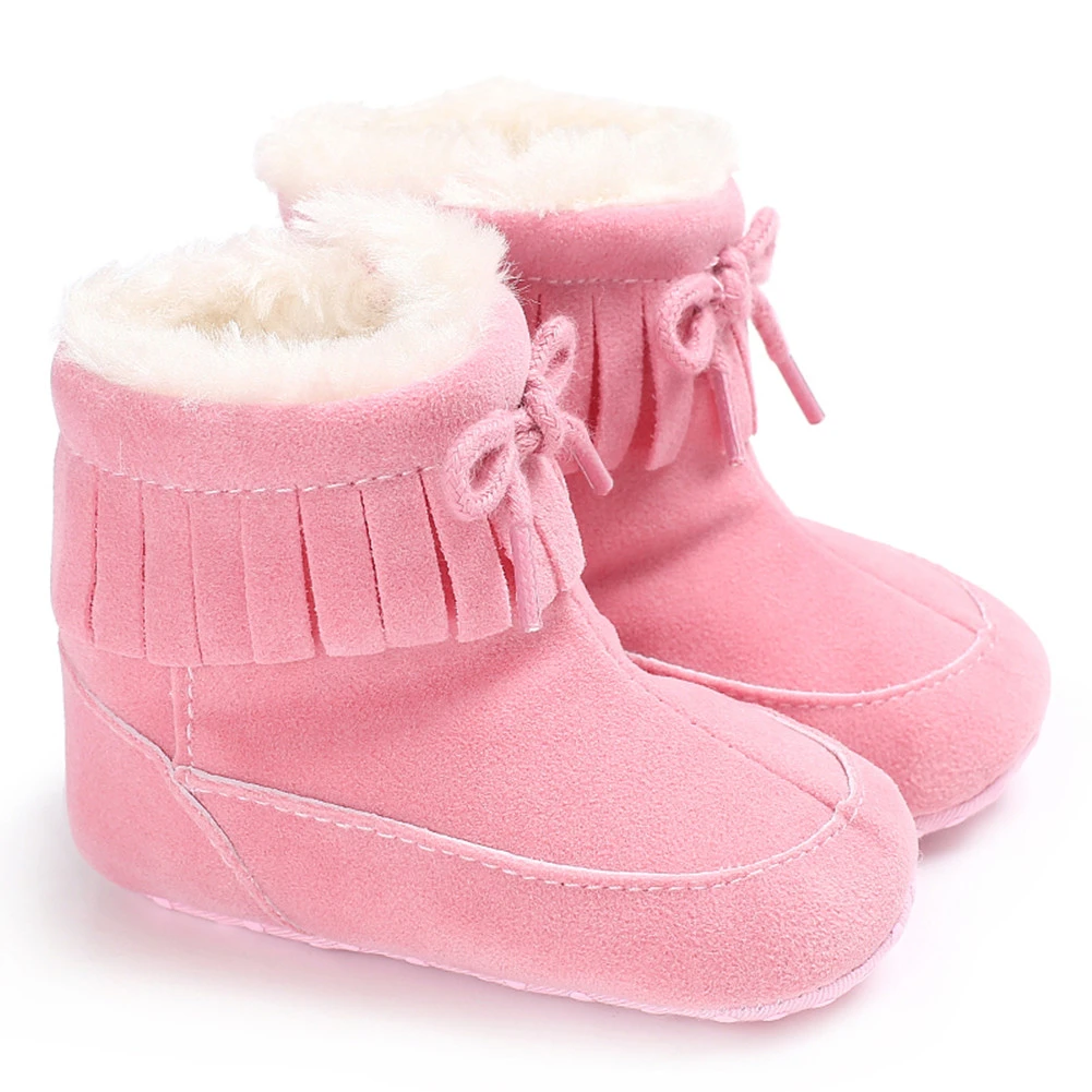 Baby Girls Winter Shoes, Newborn Tassel Non-Slip Soft Sole Boots