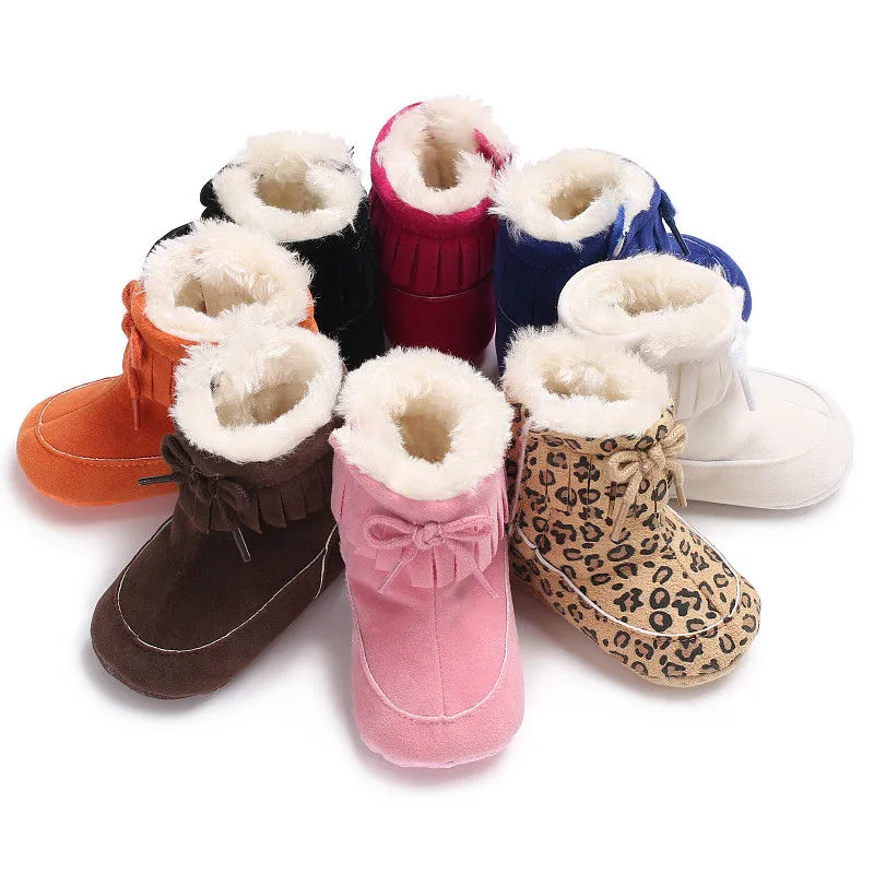 Baby Girls Winter Shoes, Newborn Tassel Non-Slip Soft Sole Boots