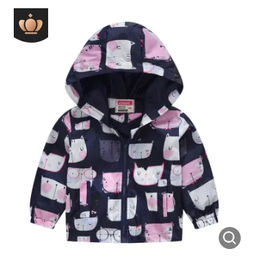 Little Boys Girls Cat Print Coat, Spring Autumn and Winter Top