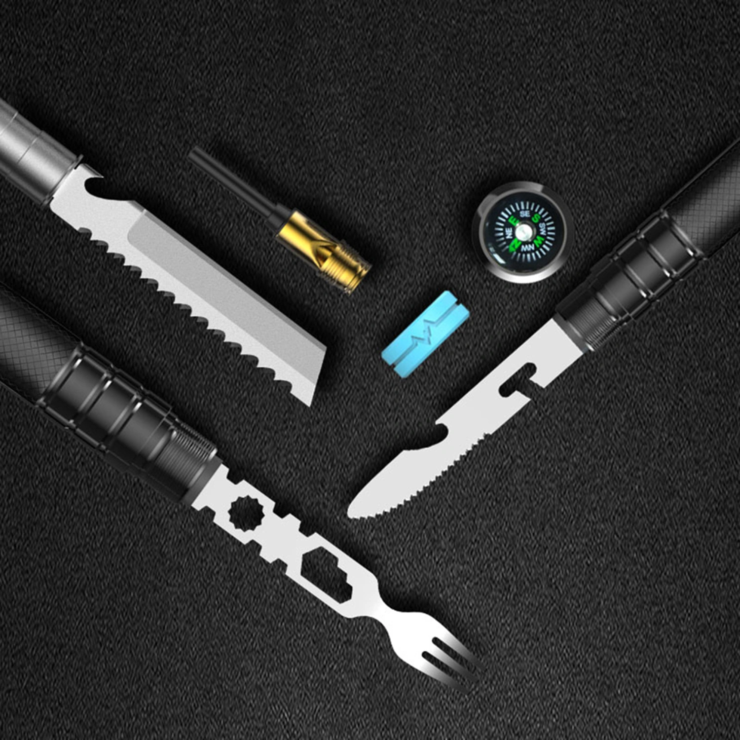 Military Folding Shovel Flashlight Axe Multitool Compact Backpacking Tools