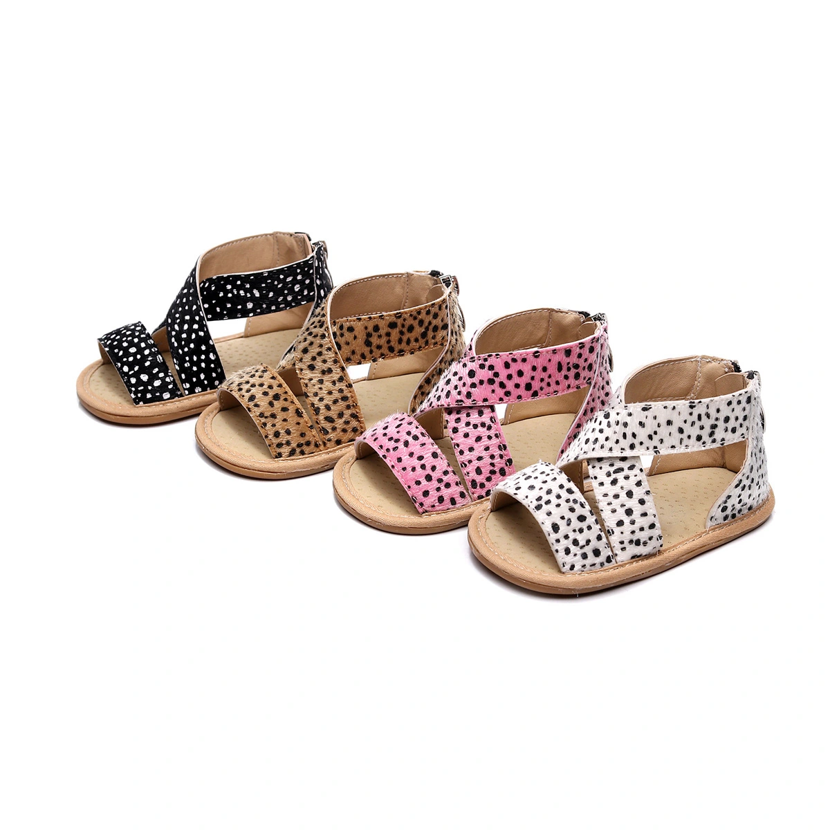Newborn Baby Girls Leopard Sandals, Toddler First Walker Soft Sole Outdoor Shoes