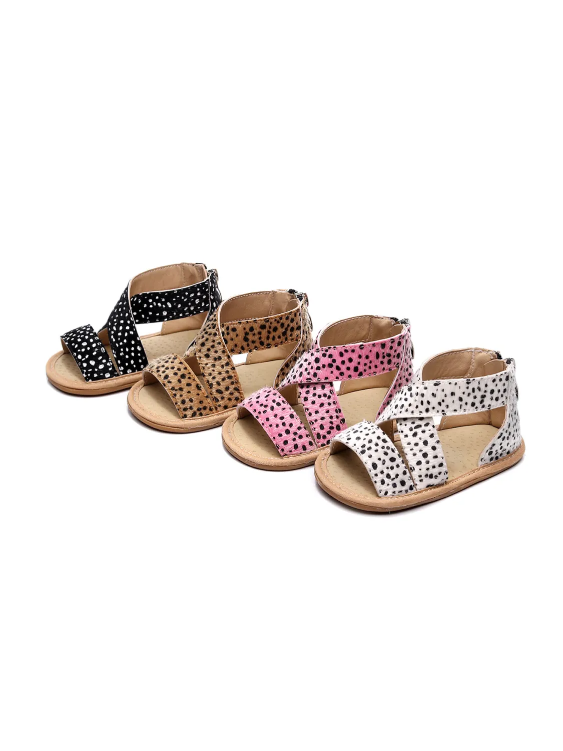 Newborn Baby Girls Leopard Sandals, Toddler First Walker Soft Sole Outdoor Shoes