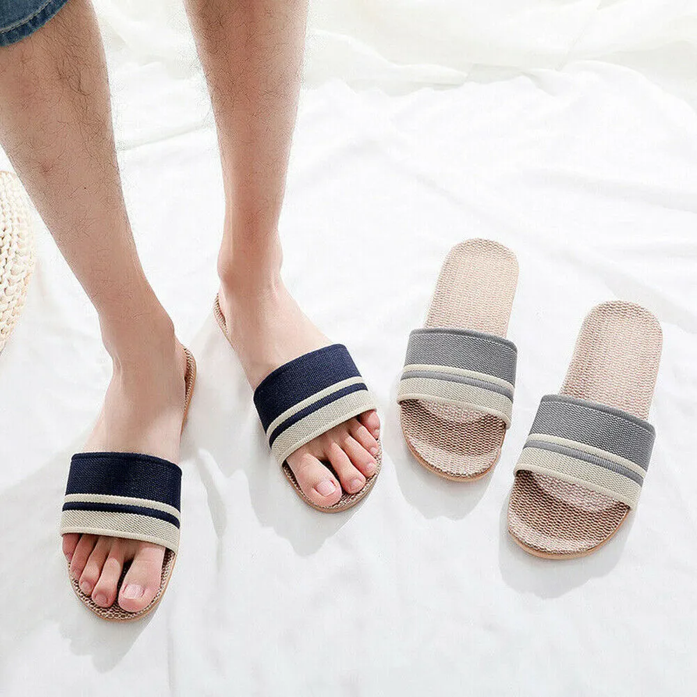 Couples Linen Slipprs, Waterproof Thick Sole Anti-slip Slippers