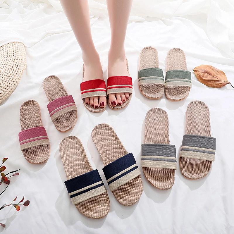 Couples Linen Slipprs, Waterproof Thick Sole Anti-slip Slippers