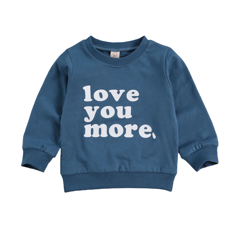 Baby Long Sleeve Round Neck Letter Printed Casual Pullover Tops