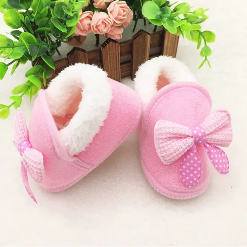 Toddler Baby Winter Thick Shoes Cute Bow Soft Sole Anti-slip Snow Boots