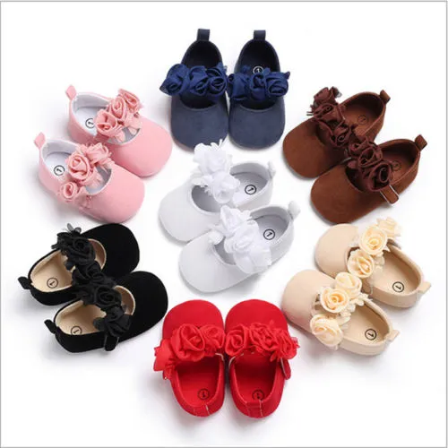 Spring/Autumn Infant Girls Shoes, Flower Solid Crib Soft Footwear