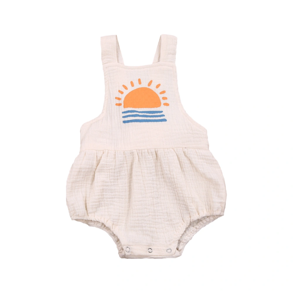 Babies Casual Sleeveless Romper, Unisex Square Collar One-piece