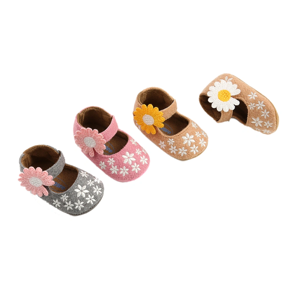 Baby Girls Mary Jane Flats, Infant Embroidery Princess Shoes with Sunflower