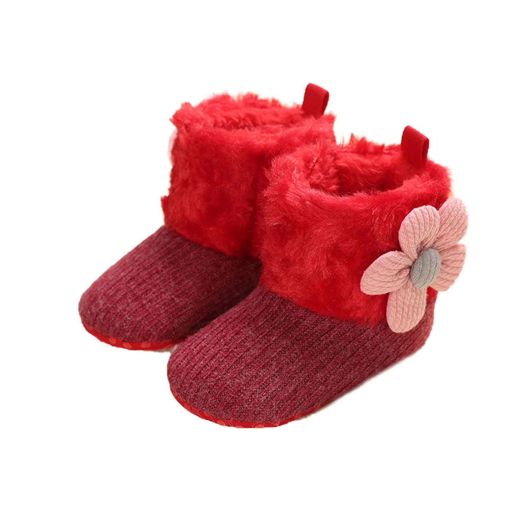 Little Baby Girls Snow Boots, Prewalker Anti-Slip Flower Patchwork Booties