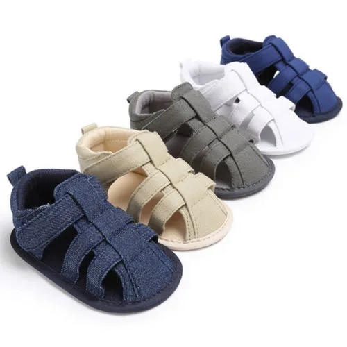 Baby Summer Sandals, Soft Sole Cute Solid Color Anti-Slip Stick On Shoes