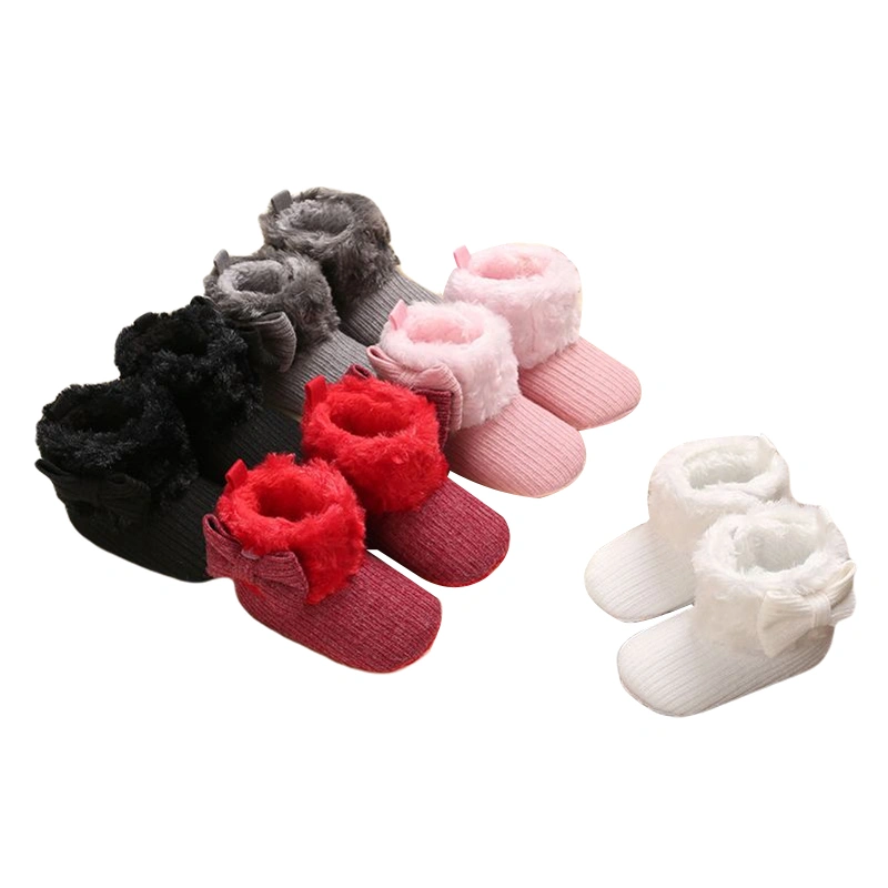 Baby Girls Casual Boot, Solid Color Anti-Slip Patchwork Shoes