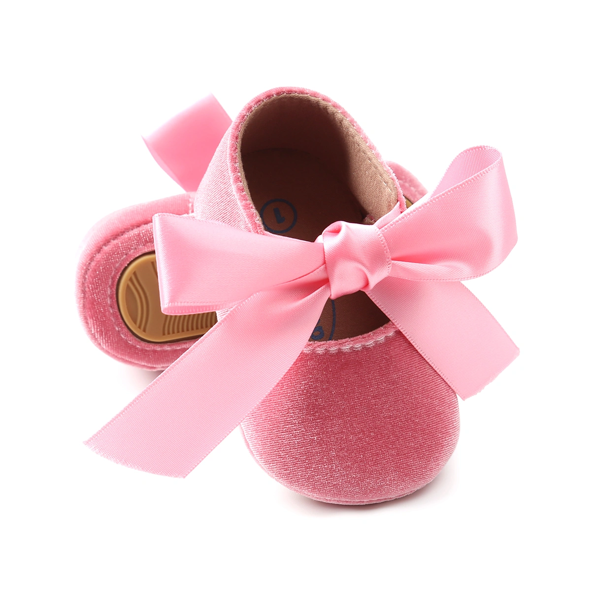 Baby Girl Walking Shoes, Soft Sole Top Wide Straps Tie Soft Lining Shoes