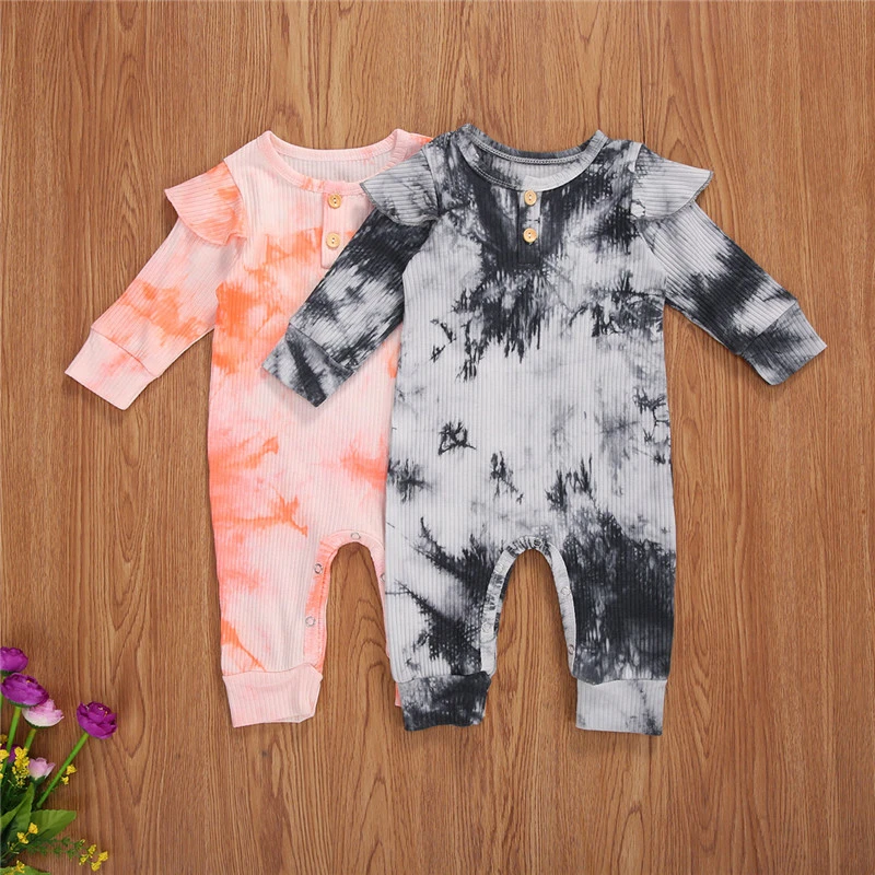 Toddler Baby Girls Spring Romper, Long Sleeve Tie Dye Long Pants Jumpsuit