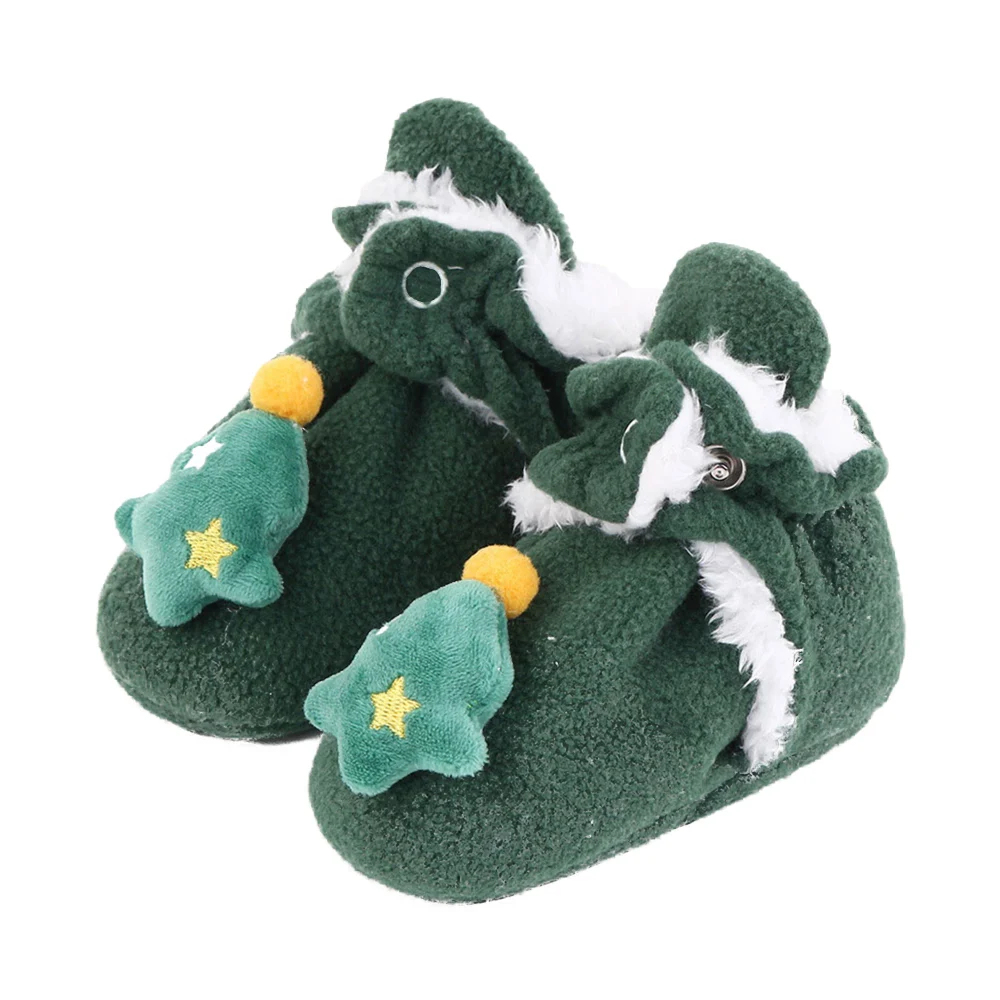 Baby Winter Warm Christmas Booties, Cartoon Non-Slip Fleece Socks Crib Shoes