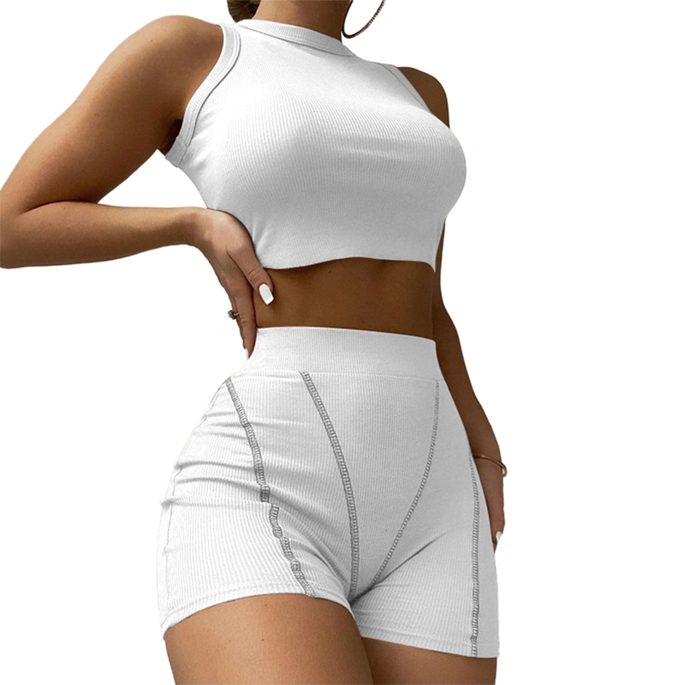 Women Summer Clothes Set Ribbed Tank Tops and High Waist Shorts