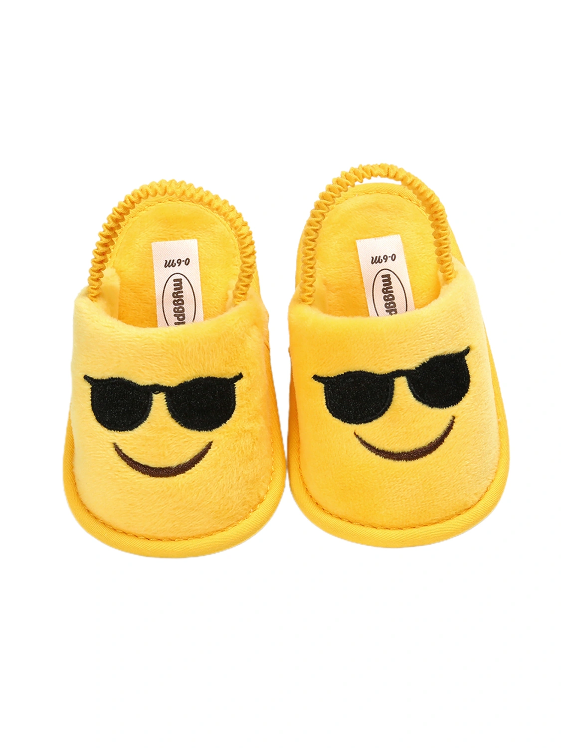 Toddlers Bright Color Shoes, Thermal Fluffy Slippers with Smiley Face Sunglasses
