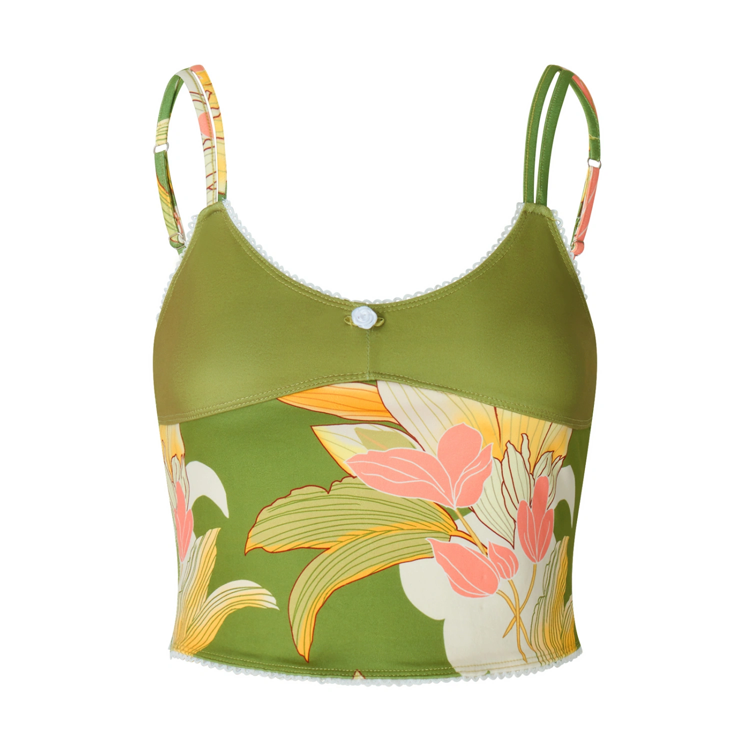 Women Short Vest Tops Floral Casual Party Street Summer Crop Vest