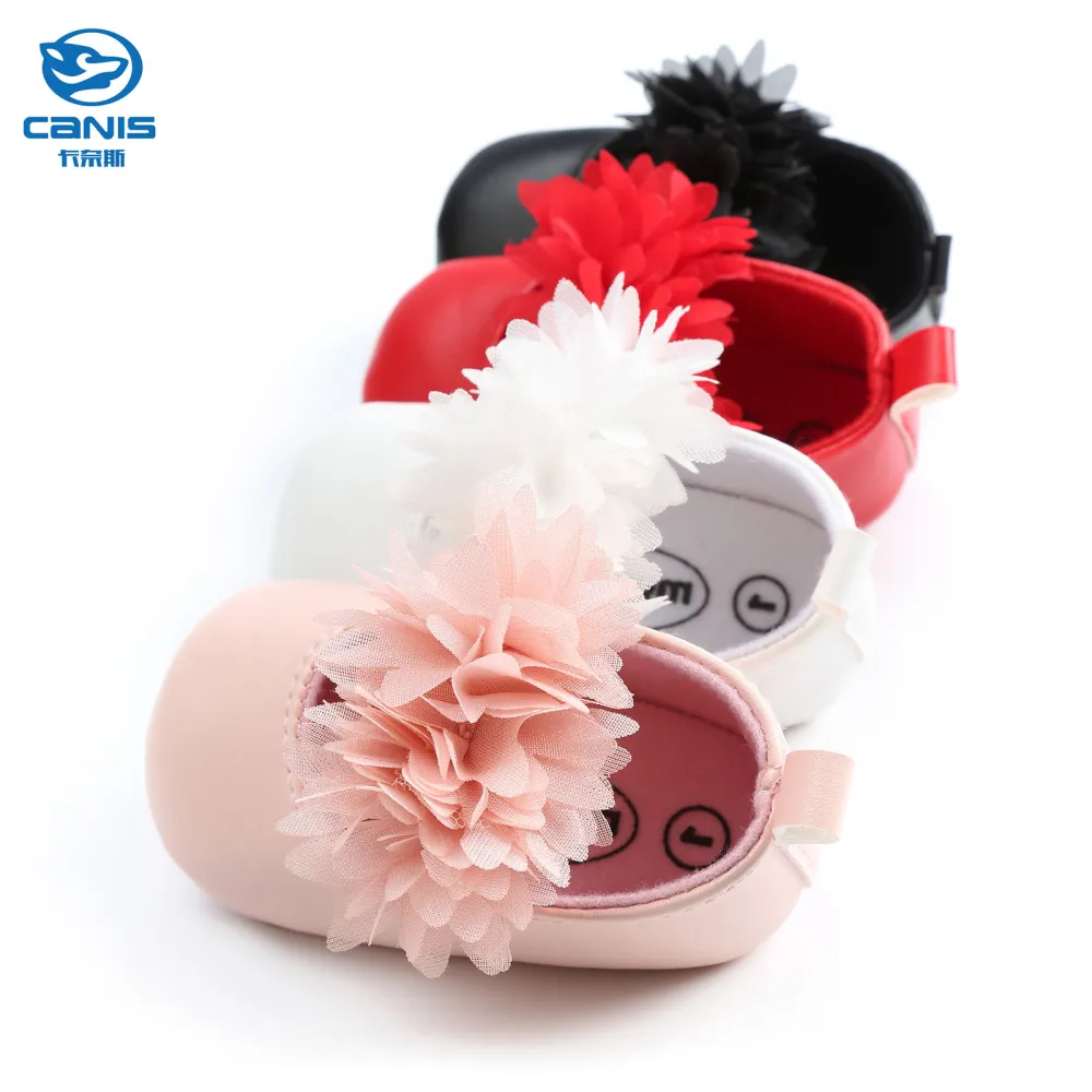 Infant Baby Soft Sole Shoes, Crib Shoes with Mesh Flower Decoration