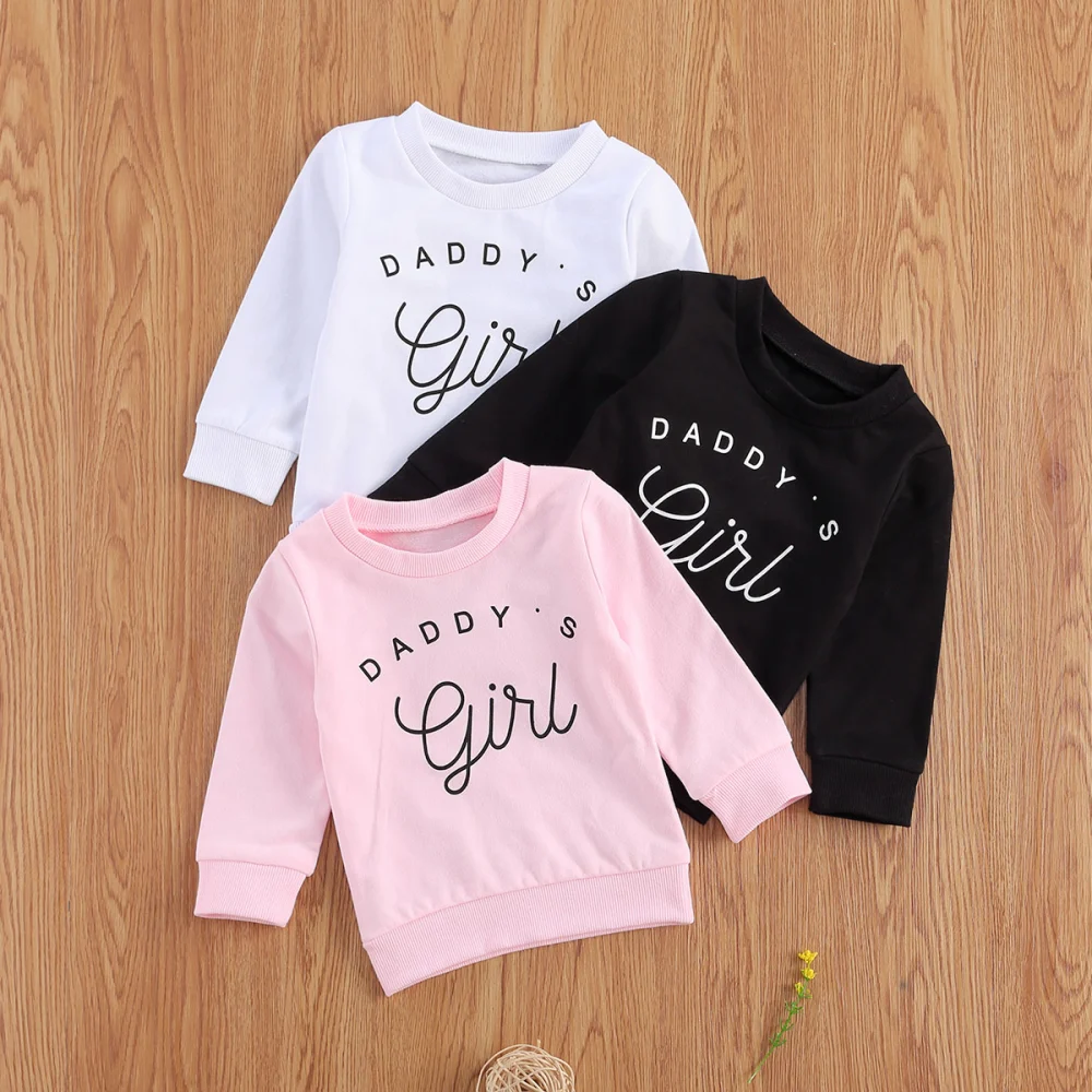 Baby Girls Sweatshirt "Daddy's Girl" Letter Print Long Sleeve Crew Neck Pullover