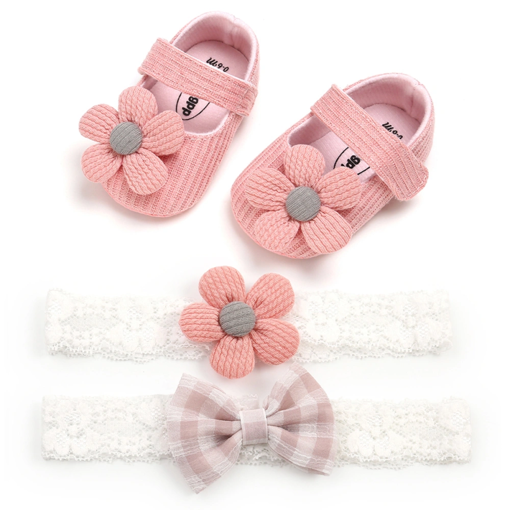 Baby Soft Sole Floral Mary Jane Flats and Hairbands 3 Piece Set