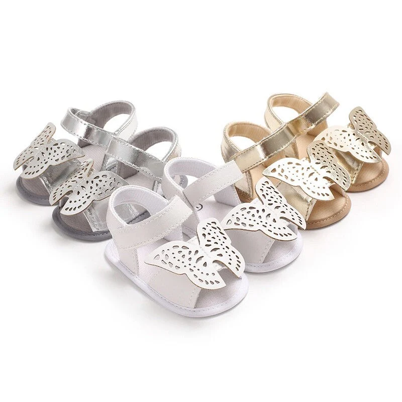 Summer Kids Solid Color Sandals, Princess Shoes with Butterfly Shape Decoration