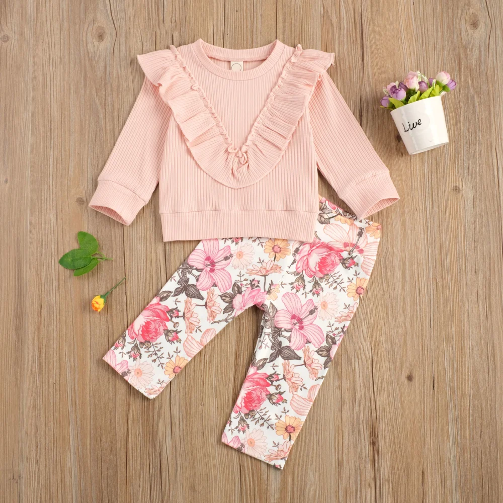 Children's 2 Pcs Set, Long Sleeve Top Long Pants, 6 Months-4 Years