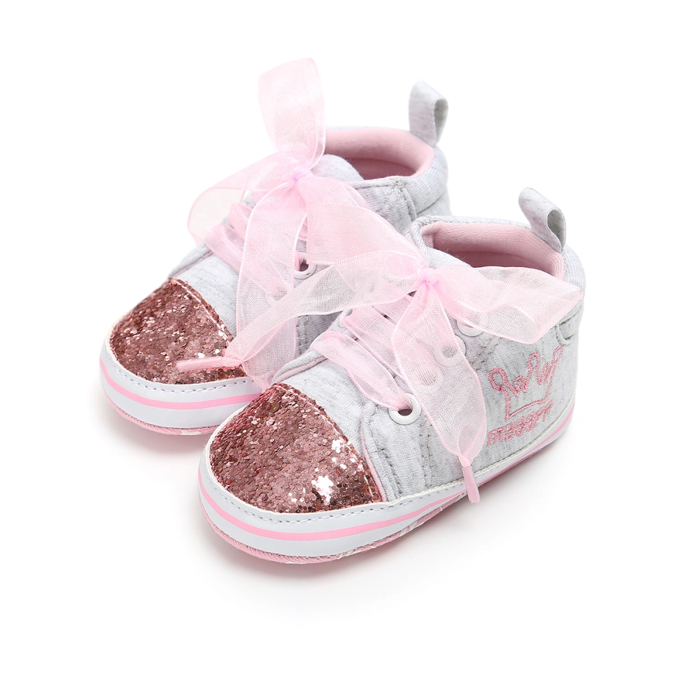 Baby Girls Soft Sole Shoes, Bandage Patchwork Sneakers with Sequin