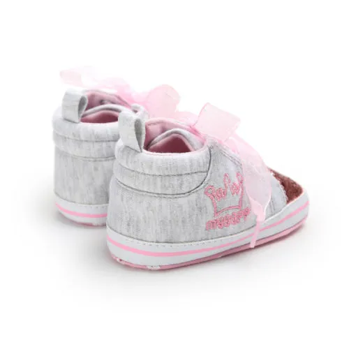 Baby Girls Soft Sole Shoes, Bandage Patchwork Sneakers with Sequin