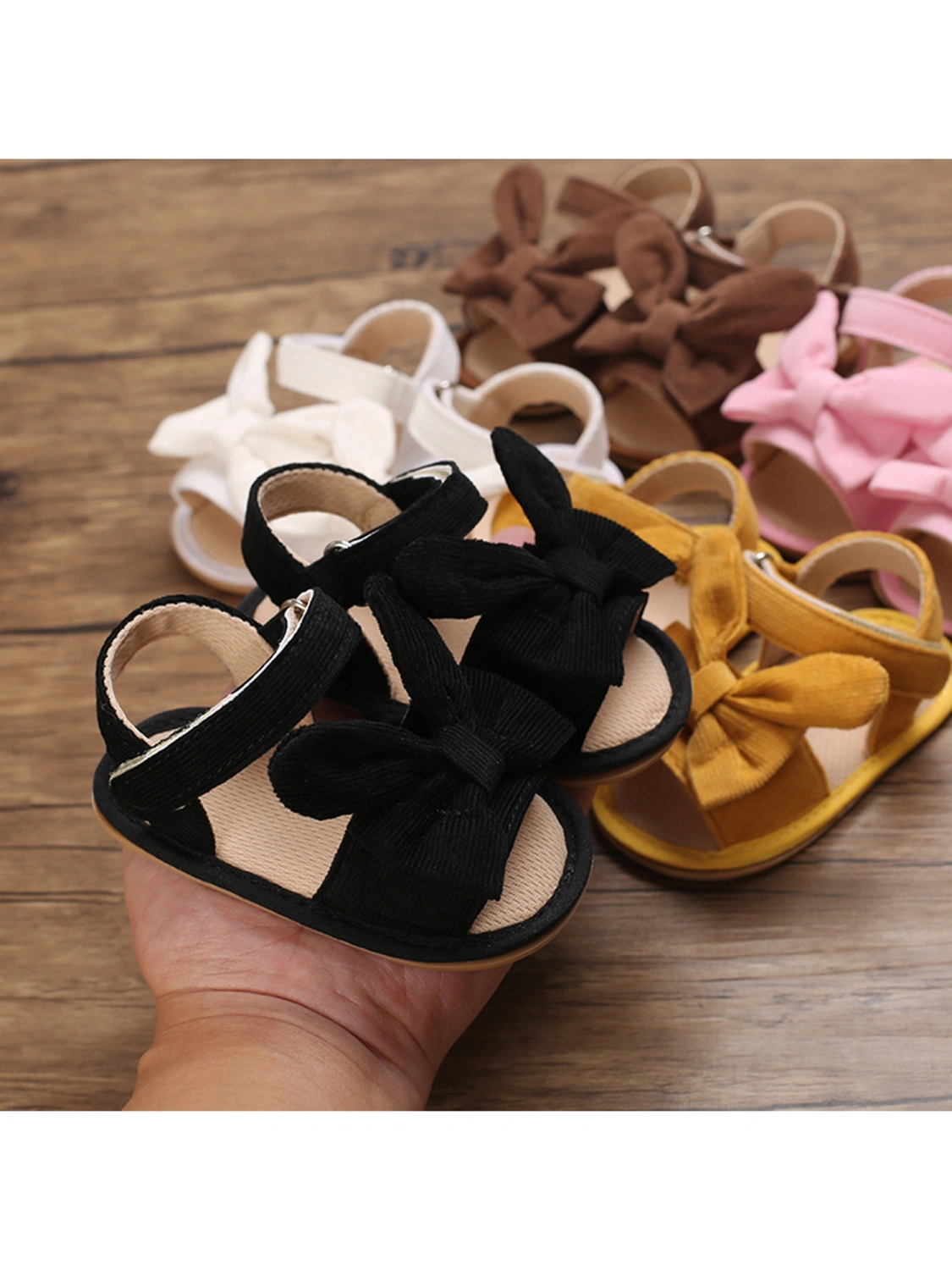 Baby Girl Toddler Sandals, Baby Bow Decor Non-slip  Adjustable Shoes