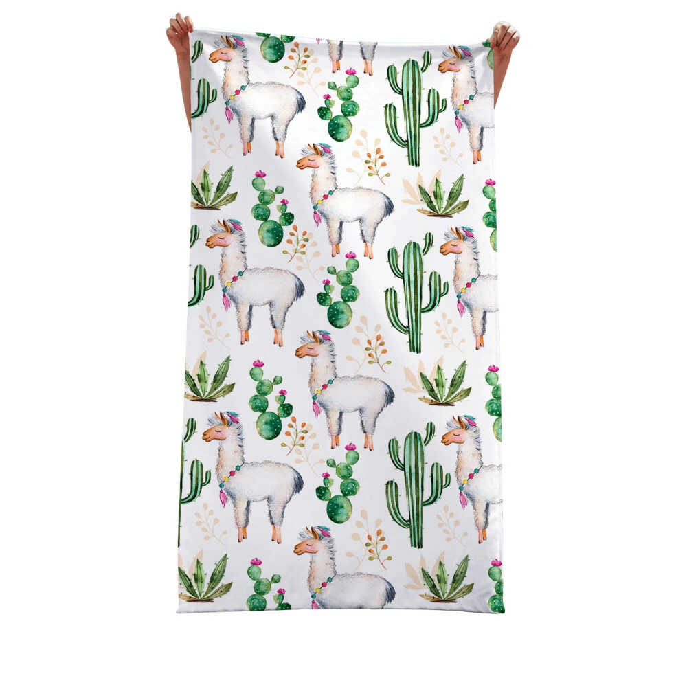 Cute Alpaca Cactus Beach Towels Microfiber Super Absorbent Bath Towels