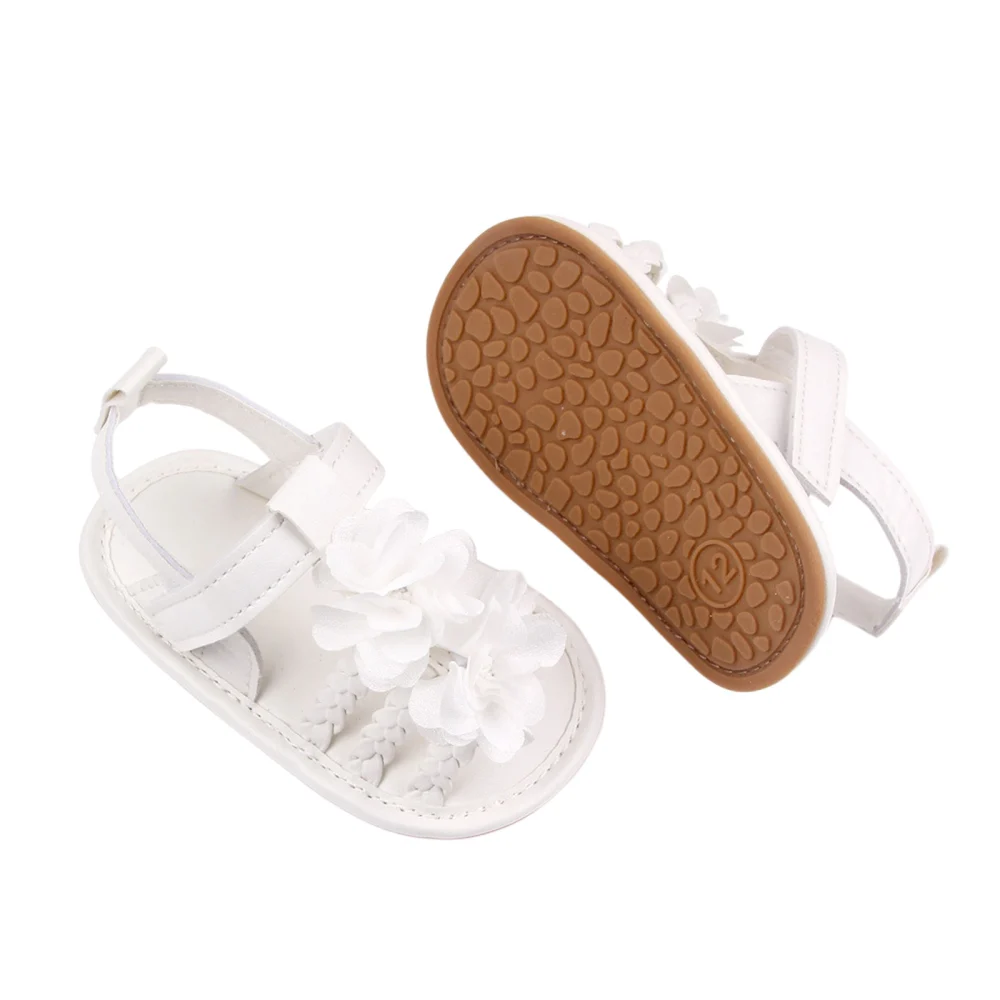 Infant Baby Girls Sandals Soft Sole Woven Flower Non-slip Flat Shoes