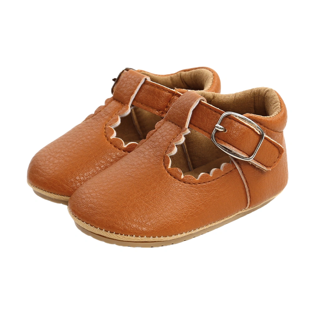 Infants Girl Leather Walking Anti-Slip Hollow-out Ruffle Shoes