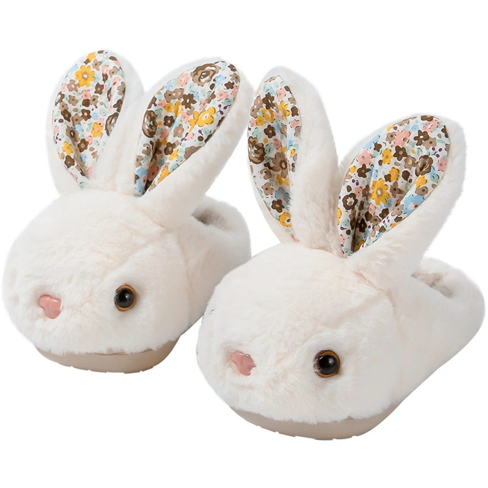 Kids Winter Slipper, Bunny Floral/Stripe Ears Anti-Slip Plush Slippers