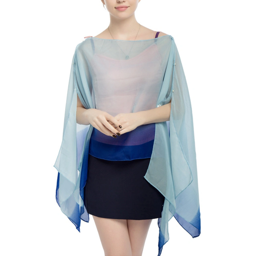 Women Summer Chiffon Pearl Scarf Shawl Evening Wedding Shrug