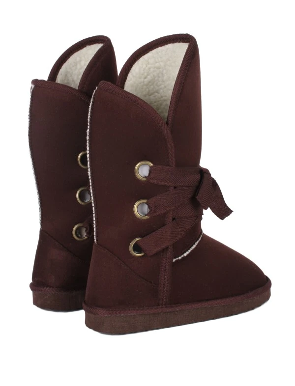 Women/Girls Winter Boots, Plain 3-Hole Tie-Up Plush Lining Snow Boots