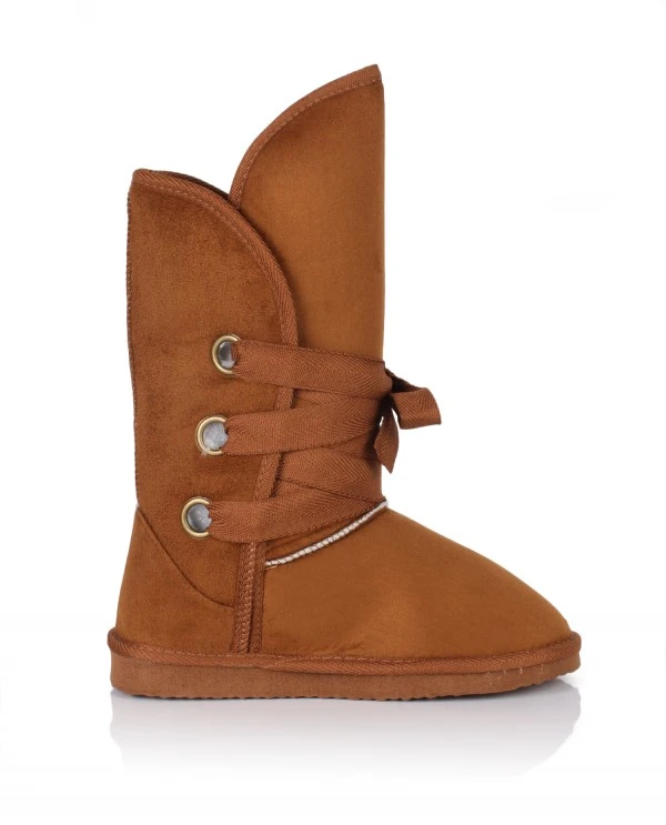 Women/Girls Winter Boots, Plain 3-Hole Tie-Up Plush Lining Snow Boots