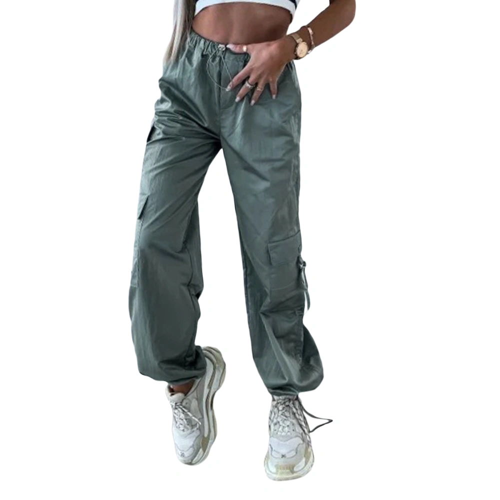 Women's Spring Solid Color Multi-pockets Drawstring Cargo Pants