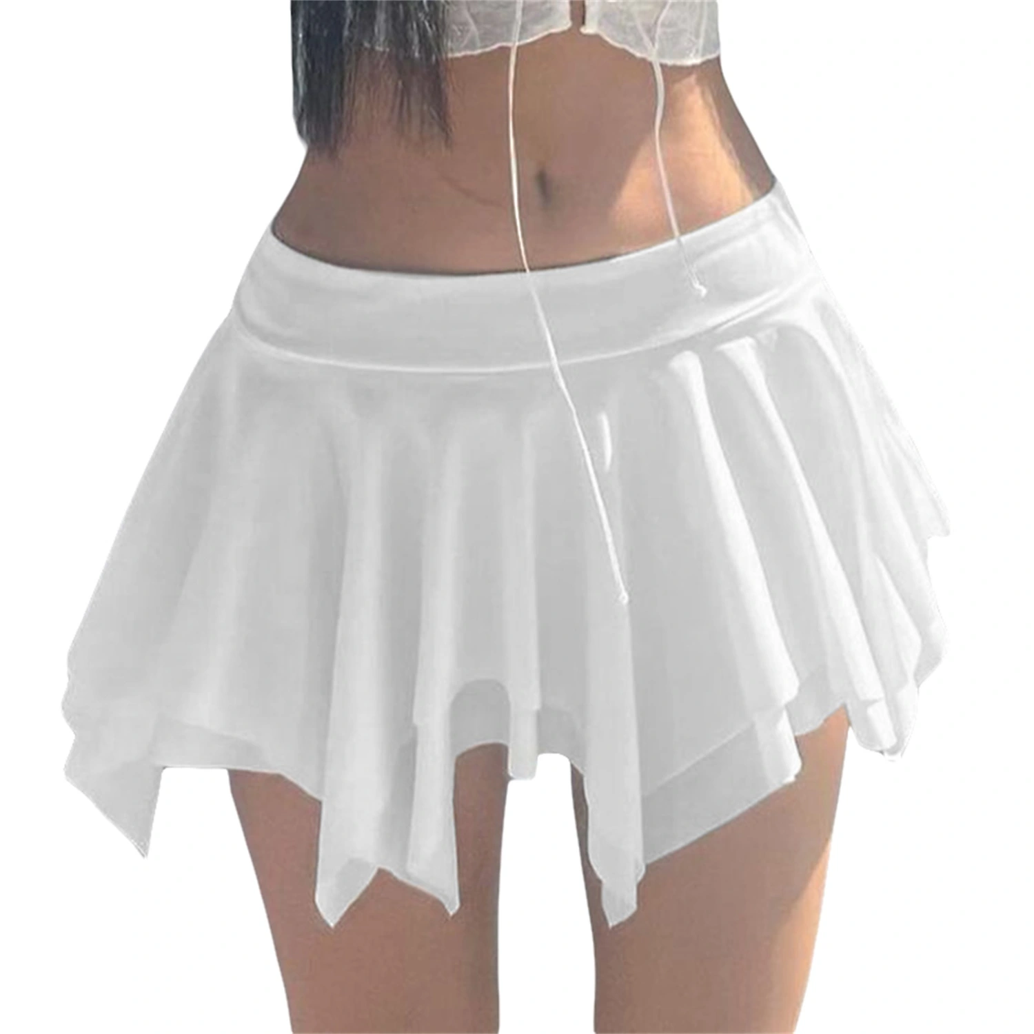 Women Pleated Skirts, Low Waist Irregular Summer Mini Skirt for Daily