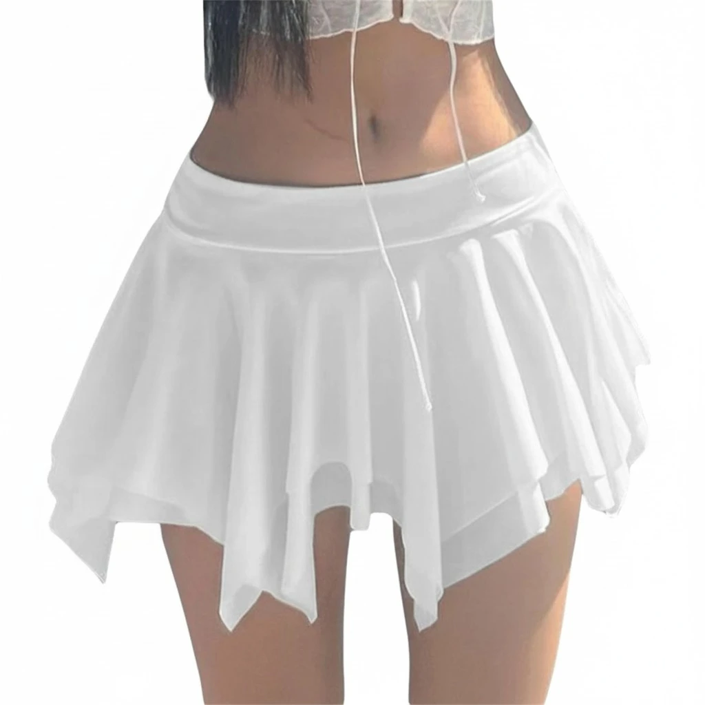 Women Pleated Skirts, Low Waist Irregular Summer Mini Skirt for Daily