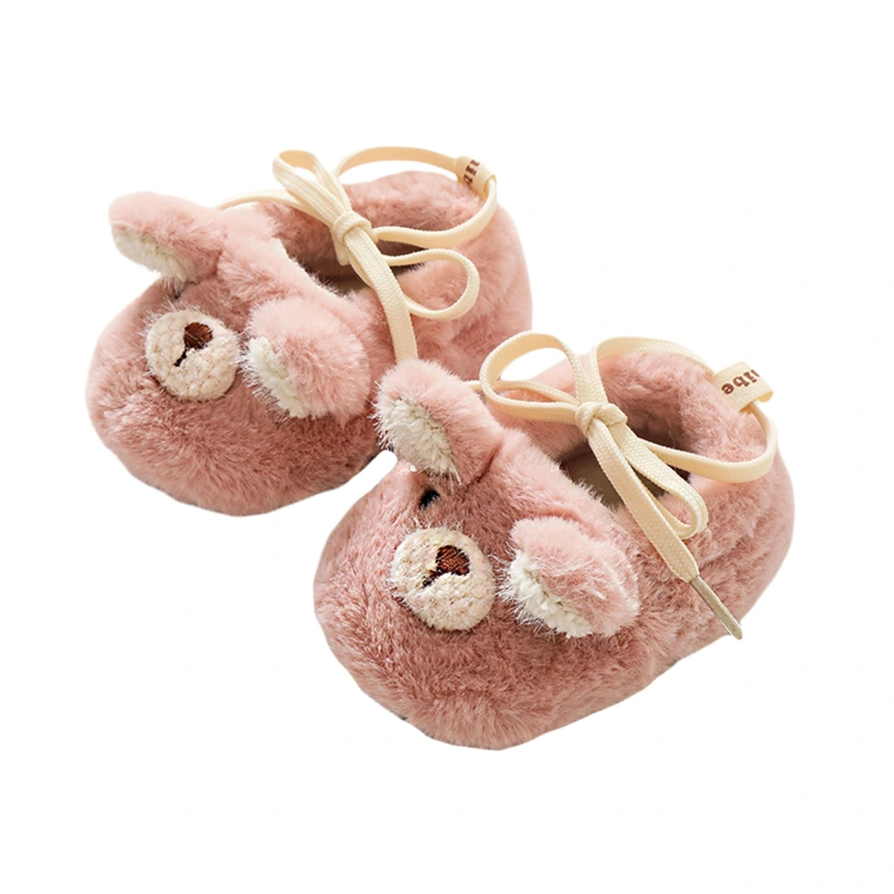 Baby Girls Boys Flat Shoes, Non-slip Furry Bear Lacing Winter Shoes