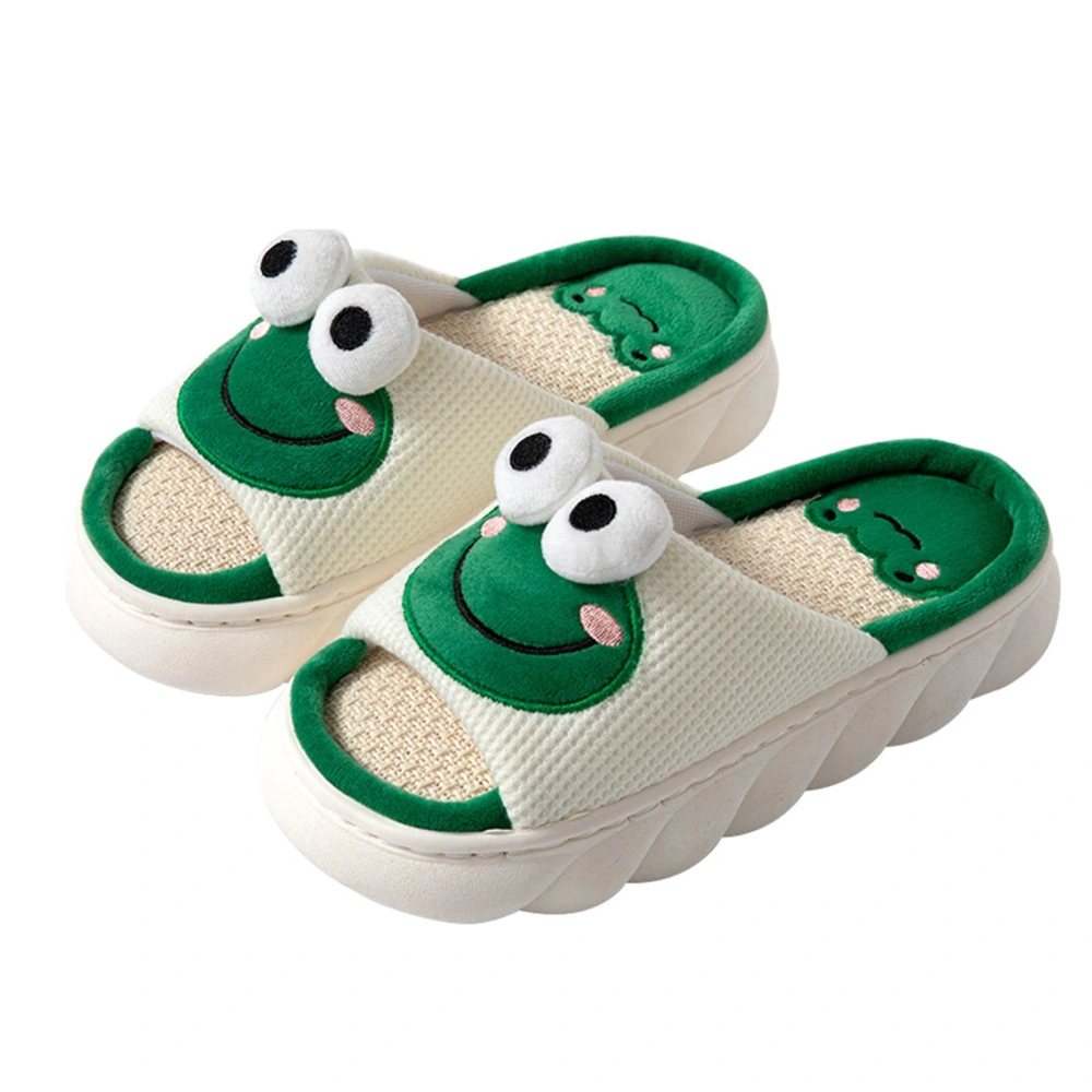 Female Linen Non-slip Flip-flops Cute Cartoon Frog Milk Cow Sandals