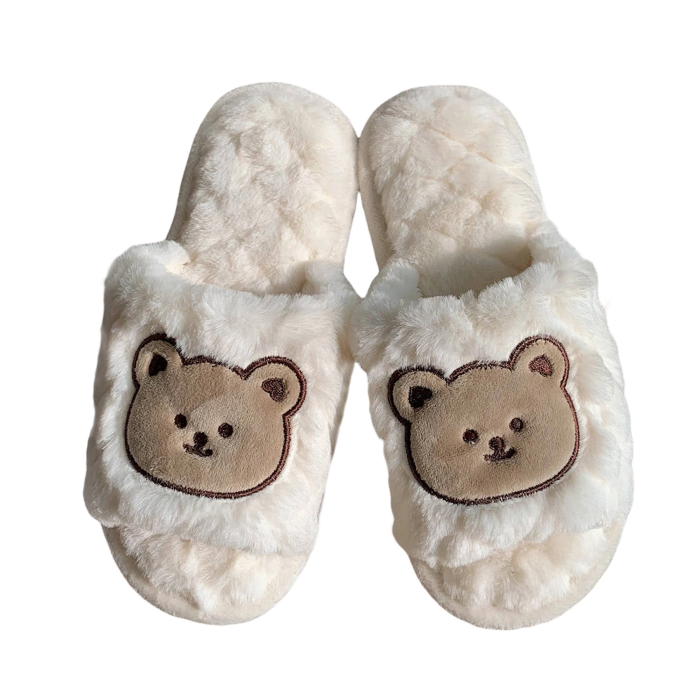 Slippers for Women Men Cartoon Bear Cozy Slide Fur Shoes Indoor 