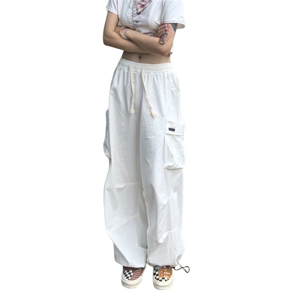 Women's Solid Color Multi-pockets Drawstring Streetwear Cargo Pants