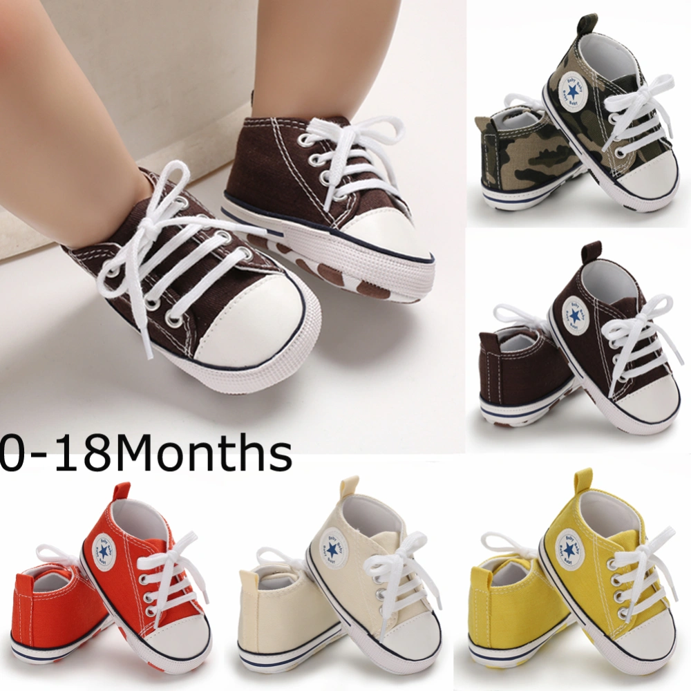 Baby Canvas Prewalker Outdoor Shoelace Anti Skid Soft Bottom High Top Shoes