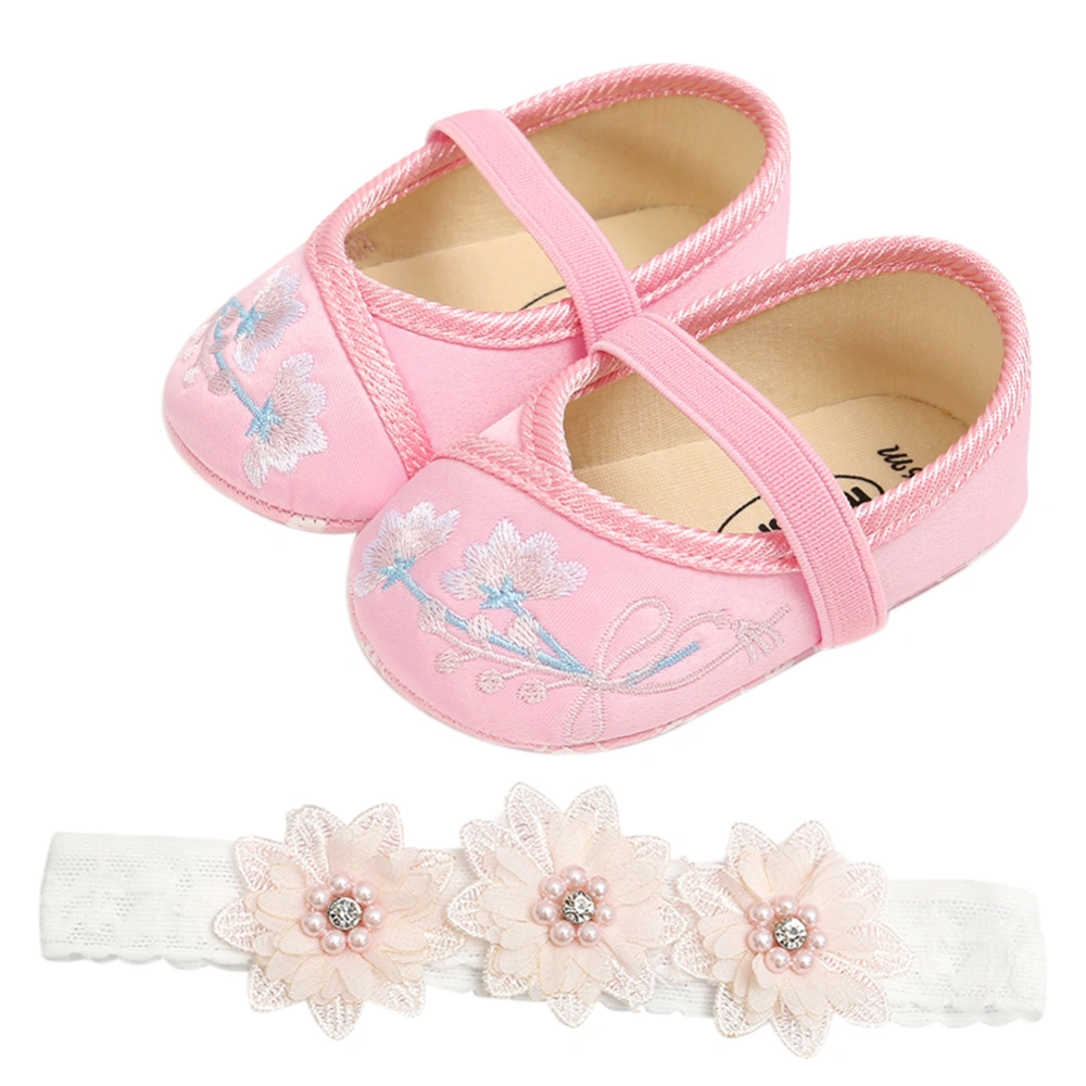 Baby Toddler Shoes Non-Slip Embroidery Style Cute Casual Hairband Princess Shoes