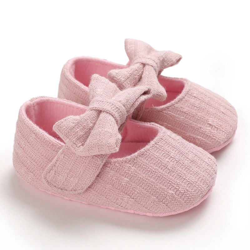 Baby Girls Solid Color Shoes, Soft Sole Anti-slip Shoe with Bow-knot